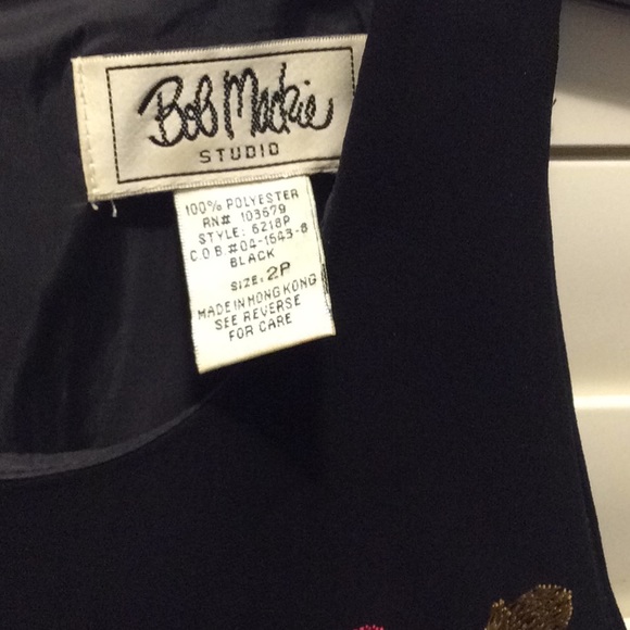 Bob Mackie Studio Black Embroidery Cocktail Dress - Picture 3 of 6